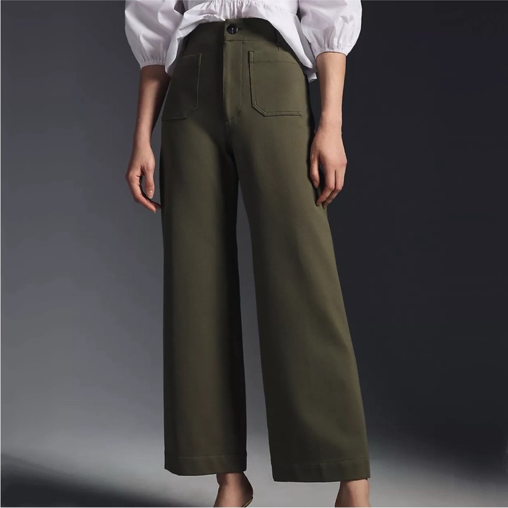 Anthropologie Olive Wide Leg Pants